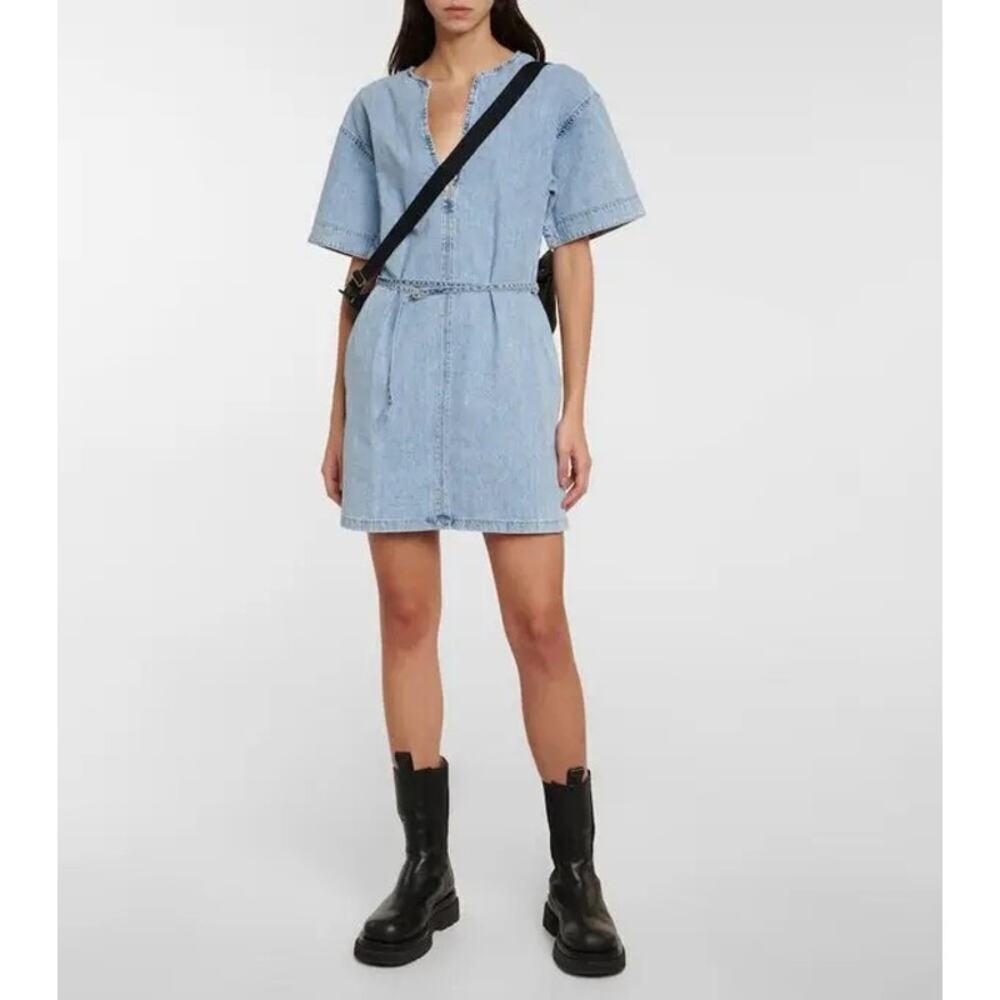 FRAME Kaftan Denim Minidress in Breezy Size XS $345 retail with pockets